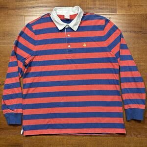 Brooks Brothers Rugby Polo Shirt Mens 2XL Stripe Long Sleeve Retro Preppy Sports